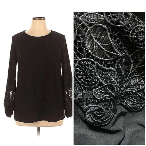 dennis basso Tops - NEW Dennis by Dennis Basso black long sleeve blouse